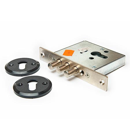Замки врезные, Замок врез. Кремень 1.03.03 никель, под цилиндр-стержни 3 шт. диаметр 12мм, ООО "ХОРОШИЕ ЗАМКИ"
